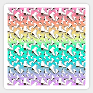 Figure Skates on Pastel Rainbow Background Design Sticker